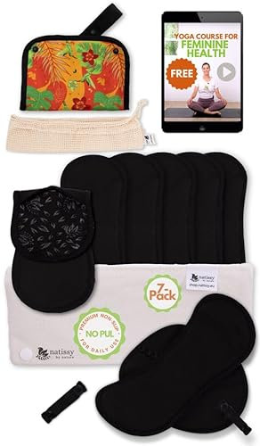 Salvaslips lavables de algodón orgánico con impresión antideslizante; pack de 7 unidades (M) de tela reutilizable para salida; protectores para slips finos