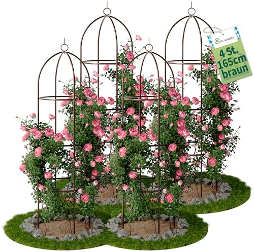 TTL GARDEN 165x40cm Obelisk Rankhilfe L braun 4er Set - Rosen Rankgitter