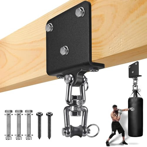 BeneLabel Boxsack Aufhängung Sandsack Deckenhaken Balkenbefestigung | 5.5cm Balken,Drehbar,Speedbag MMA Kick Muay Thai-Sack Schaukel Hängematte Hängesessel Aerial Yoga Turnringe,Hardware