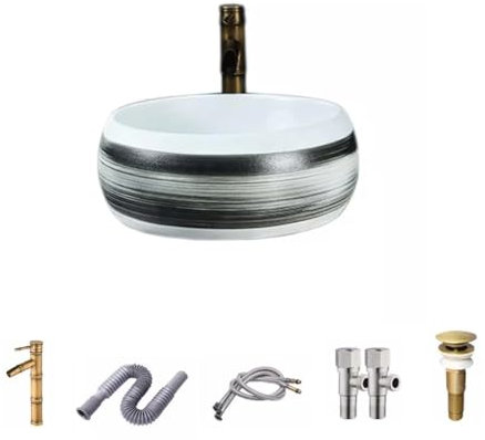 Tu Ye Vasque à Poser, Évier de Cuisine Vasque d'intérieur en céramique Vasque d'extérieur Lavabo de Salle de Bain Lavabo de Ferme(B)