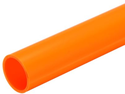 sourcing map 1 1/4 Inch PVC Rigid Tube Round Pipe 27.2mm ID 32mm OD 500mm Orange High Impact for Water Pipe, Crafts, Decoration, Cable Sleeve