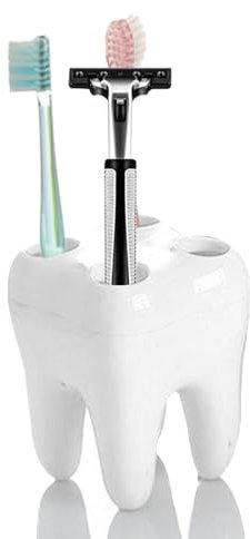 Porta Spazzolini, Smavles Organizer Portaspazzolino Elettrico da Bagno Plastica Fondo 4 Scomparti Porta Spazzolini per Porta Plastica, Bianco