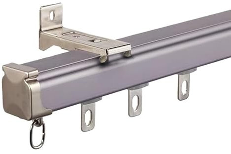 Strapazierfähige, gerade graue Deckenvorhangschiene, 1 m4 m, Wandmontage, Aluminiumschienen für Fenster, Wohnzimmer, Schlafzimmer, Raumteiler, einläufig (2,9 m)