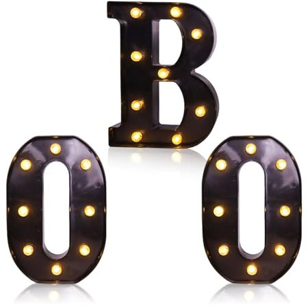 Pannello luminoso con lettere BOO – Decorazione di Halloween luminosa, lettere luminose a LED | Il tendone LED alimentato a batteria accende le lettere Boo Lights, il segno festivo di BOO