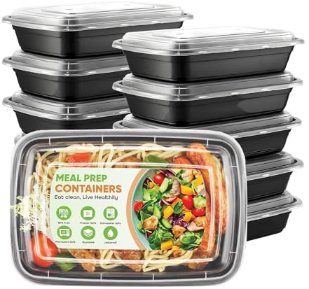 HUIBOHOU Lot de 10 boîtes à repas empilables sans BPA avec couvercles pour le stockage au congélateur, au micro-ondes, au congélateur et au lave-vaisselle