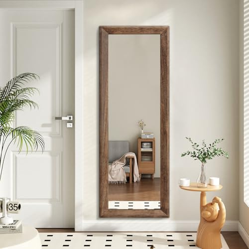 AAZZKANG Hanging Mirror Full Length Large Full Body Mirrors Wooden Framed 110L x 35W cm for Bedroom Living Room Bathroom Wall Mounted Vertically or Horizontally