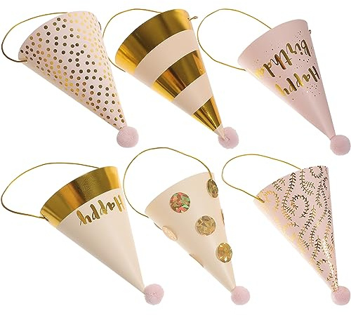 HAWILLOSCH 6 Pièces en Peluche Pom Chapeau d'anniversaire Mini Chapeau d'anniversaire Bébés Chapeaux d'anniversaire Chapeaux d'anniversaire De Célébration d'anniversaire De
