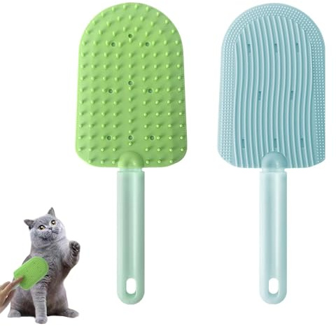 2 Pcs Cat Tongue Comb - Multifunctional Grooming Brush for Short/Long Haired Cats, Easily Removes Fur (Blue/Greed)