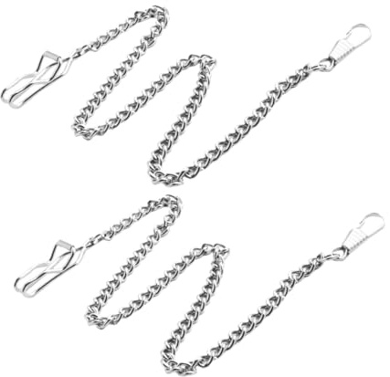 VALICLUD 2 Stück Vintage Taschenuhrkette aus Metall mit Clip, Silber | Jeanskette, Ersatzkette für Hosen, Dekorativer Mehrzweck Stil, Zwei Stück, Einzigartig