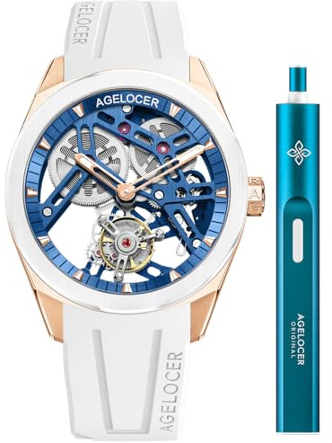 agelocer Ny Tourbillon man mekanisk klocka safir keramisk infattning skelett män armbandsur, Lq_9104y10-r