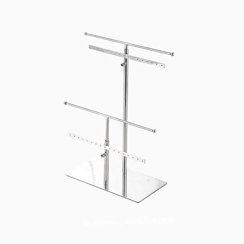 Mollytek Jewelry Organizer Stand Tree, Tiered Jewelry Display Stand, Metal Tabletop Free Standing Necklace Earring Bracelet Ring Holder Organizer (Silver)