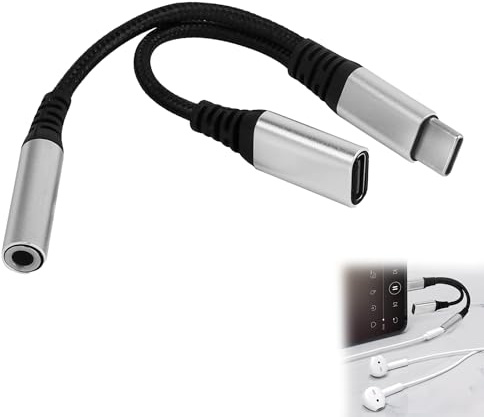 Vierone 1 Pcs Usb C Headphone Adapter 2-in-1 Function Expansion Device Usage Aux to Usb c Compact Lightweight Hard Shell USB Type C to 3.5 mm Audio Jack is Compatible with most Type C Devices