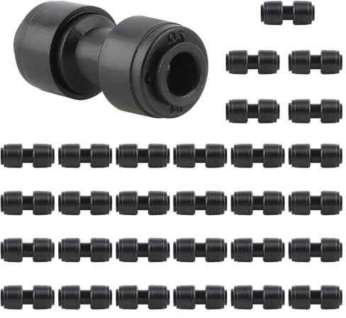 Kalolary 30PCS Conectores Rectos Rápidos para Riego por Goteo | Racores Push-Fit para Tubo de 1/4 Pulgada, Conexión Sin Fugas para Sistemas de Riego por Goteo y Aspersión