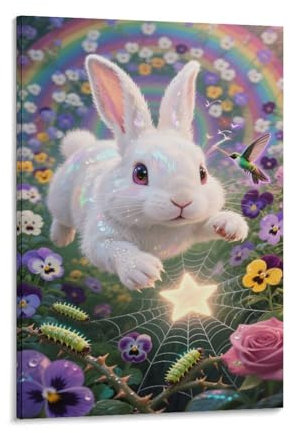 YYVKPMLXC Kaninchen Leinwand Bilder Spinnennetz Stern Leinwandmalerei Modern Gemälde Painting Home Décor Wohnzimmer Wanddekoration 20x30inch(50x75cm)