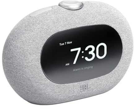 JBL Horizon 3 Enceinte Radio réveil Bluetooth Dab/Dab+/FM, Son Pro, Alarme Lever de Soleil, lumière ambiante, USB‑C, Gris