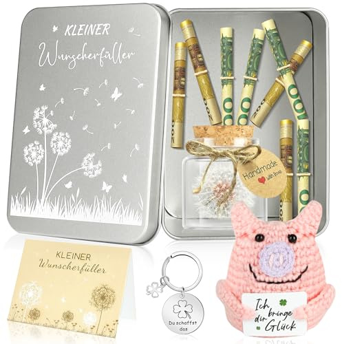 Geldgeschenk Geburtstag, Happy Birthday Geldgeschenke Verpackung, Wunscherfüller Geldgeschenke Verpackung Geburtstag Geschenkbox, Glücksschweinchen Pusteblumen Dose Schachtel Kreative Geldgeschenke
