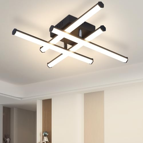 Laittiin Deckenlampe LED Deckenleuchte Flurlampe - 24W Schwarz Schlafzimmerlampe 3000K Warmweiß Deckenlampen Innen Modern Design Küchenlampe für Küche Schlafzimmer Treppenhaus Wohnzimmer Büro