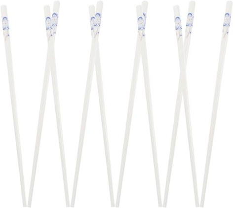 DECOMELODY Palillos de Cerámica Reutilizables, Anti-escaldaduras, Estilo Chino, 5 Pares, Porcelana Fina Diseño Azul de Plumas de Pájaro, Aptos para Lavavajillas, para Uso en Hogar y Exteriores