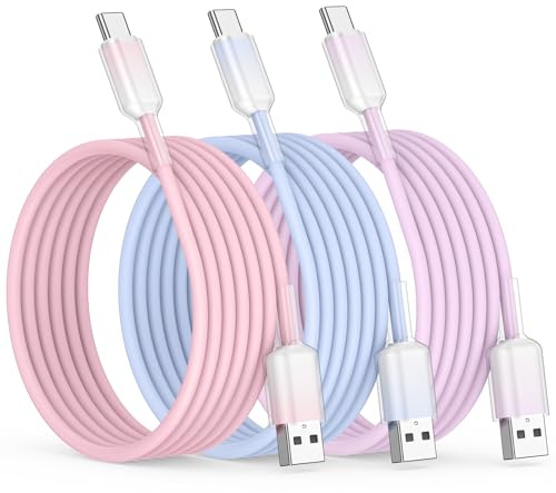 USB to USB C Cable [3-Pack, 6FT],Type C Charger Fast Charging iPhone lead USBC for iPhone 17/16/15, iPad Pro, Samsung Galaxy, MacBook Pro,and More | PVC Long Charger Wire Fast Charge for iPhone 17/16/15, iPad Pro, Samsung Galaxy, MacBook Pro,and More