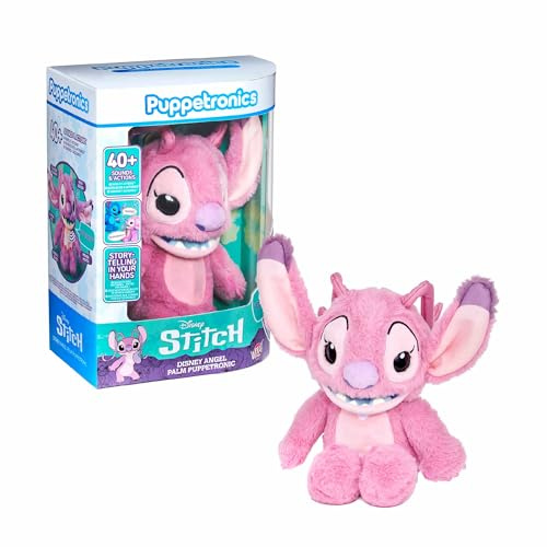 Puppetronic Angel Muñeco Animatrónico Interactivo, Movimiento de Cabeza y Boca con Sensor Táctil, Sonidos Auténticos, Tecnología para Comunicación con Stitch, Experiencia Inmersiva, Famosa (RE007100)
