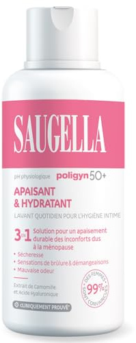 Saugella Poligyn 50+ Nettoyant Intime Quotidien Apaisant & Hydratant – Spécial Ménopause – Sécheresse, Démangeaisons, Sensations de Brûlure & Odeurs – pH 4,5 – Testé Gynécologiquement* – 500 ml