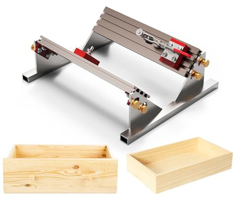Positionneur de Tiroir en Alliage d‘Aluminium - Gabarit Réglable pour Glissières de Tiroir (1/2-16 Pouces) avec 4 Butées à Bascule pour Assistance Angle Droit, Gabarit pour Scie sur Table et Serre-joi