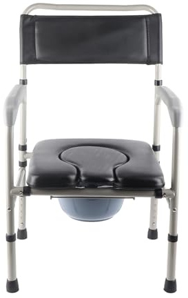 YWBL-WH Sedia da Toilette per Adulti Toilette per Adulti in Lega di Alluminio Regolazione Altezza a 5 velocità Sedia da per Doccia con Schienale in PU per Uso in Bagno