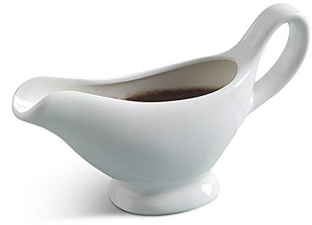 DAYOLY Mini saucière traditionnelle en porcelaine pour condiments, saucière blanche | Récipient pour jus de fruits, sauce rôtie, sauce (M)
