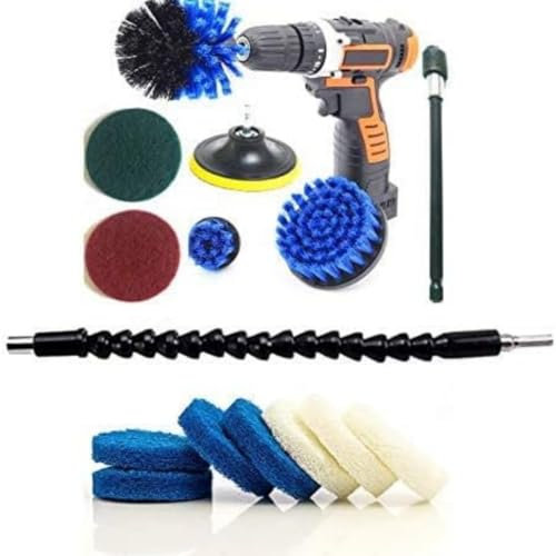 Drill Brush Power Scrubber Cleaning Set, 15 Piece Cleaner Scrubbing Brushes Attachments for Home Kitchen, Bathroom Surface, Carpet, Grout, Tile, Tub, Shower, Kitchen, Auto, Indoor