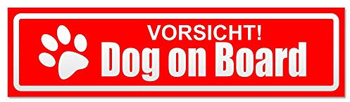 Kiwistar Magnetschild Vorsicht! Dog on Board invertiert - 30cm Rot - magnetisch für Auto PKW Kfz - wiederverwendbares Hinweisschild aus Magnetfolie - für Fahrzeug, Truck