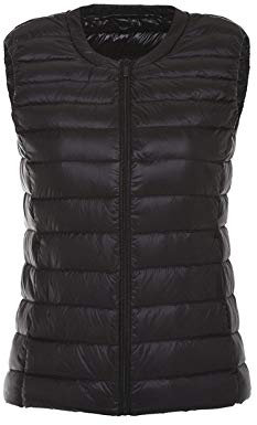 Damen Daunenweste,90 Duck Down Vest Damen Ultraleichte Daunen Tragbare Leichte Ärmellose Ohne Kragen Winter Warmer Innenschuh Weste Gepolsterte Outdoor-Gilets Körperwärmer, Schwarz, S.