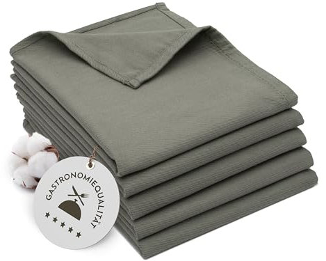 ZOLLNER 5er Set Geschirrtücher Baumwolle in 50x70 cm - super saugstarke und robuste Küchentücher - waschbar bis 60°C – in anthrazit - Gastronomiequalität - Oeko Tex® Zertifiziert