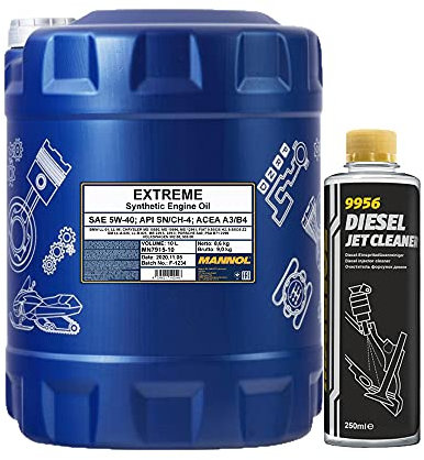 MANNOL 10l, 7915 Extreme 5W-40 API SN/CH-4 + Diesel Jet Cleaner Düsenreiniger - Kraftstoff Additiv 250 ml