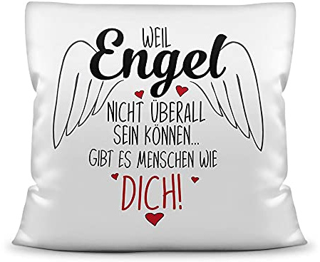 Print Royal Kissen mit Füllung - Weil Engel Nicht überall Sein können, gibt es Menschen wie Dich! - Geschenkidee Geburtstag, Hochzeitstag, Familie - Kissen Polyester Weiß, 40x40 cm