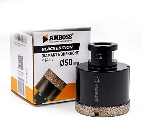 Amboss - Diamant Bohrkrone 50 mm (M14) für Winkelschleifer | Geeignet für Feinsteinzeug, harte Fliesen, Granit etc.