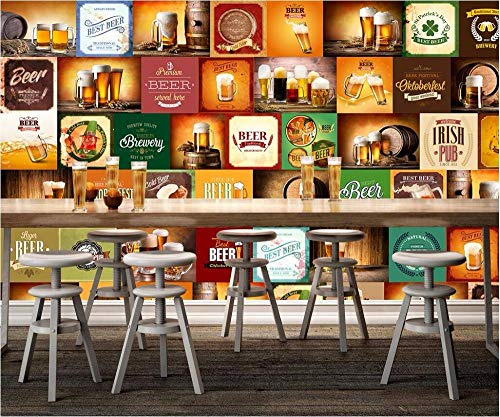SHINERING Photo Personnalisée Papier Peint 3D Bière Marque Restaurant Bar Décoration Peinture Peintures Murales 3D Papier Peint Pour Salon 300cm(L)×210cm(H)
