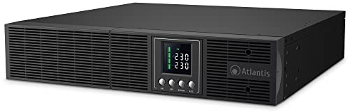 Atlantis A03-OP1502P-RC PRO UPS OnLine Avbrottsfri strömförsörjning Dubbelkonvertering Pure Sine Wave 1500VA 1350W, RACK-server, LCD-skärm, USB, RS-232 seriell, 8 IEC-utgångar, SNMP-plats, 3x12V-9Ah