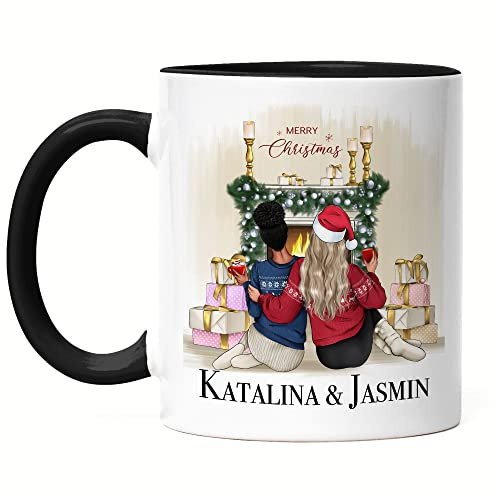 Kiddle-Design Beste Freundin Weihnachts-Tasse Schwarz Weihnachten Name Personalisiert Geschenk Weihnachten Xmas Freundinnengeschenk