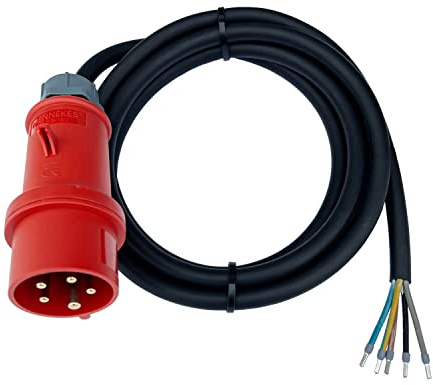 CEE Anschlussleitung Maschinen Anschlussleitung 16A 5x2,5 H07RN-F 400V mit Mennekes Stecker (2 Meter mit Phasenwender)