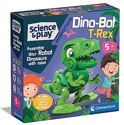 Clementoni 75073 Science & Play Dino Bot T-Rex, pädagogisches und wissenschaftliches Bauset, Geschenk für Kinder ab 8 Jahren, STEM, Dinosaurier-Spielzeug-Roboter, hergestellt in Italien, Mehrfarbig