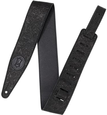 Levy's Leathers Florentine Series M317FCL-BLK Gitarrengurt, höhenverstellbar, Leder, 121,9-139,7 cm, Schwarz