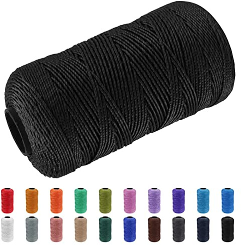 CAMAL Braided Nylon String 3 Strands 1.5mm x 218 Yards Twisted Twine Rope Mason Line String for Gardening Making, DIY Arts Projects, Christmas Decoration, Hanging Ornaments (Black)