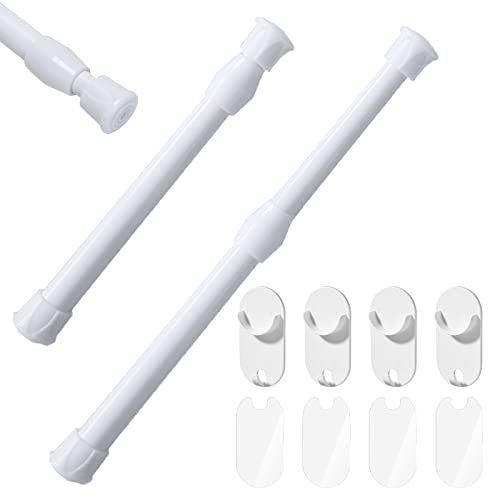 ZYNERY 2 Stück Teleskopstange Vorhang, Klemmstange 30-50CM, Gardinenstange ohne Bohren, Teleskopstange für Dusch- und Gardinen, Türrahmen, Edelstahl (Weiß)