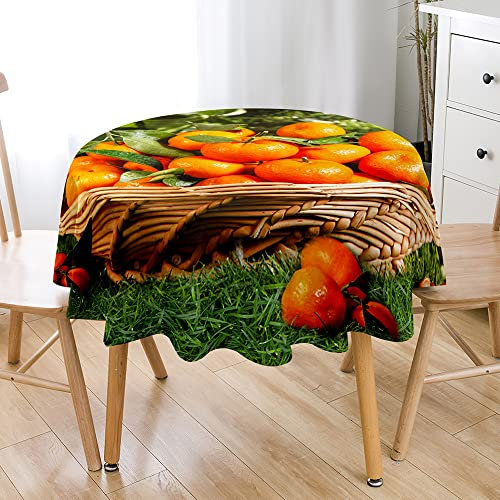 Lukery Orange Tischdecke Abwaschbar Gartentischdecke, Tischdecke Rund Tischdecken Tischtuch Outdoor Indoor, Tisch Schutz für Geburtstag Hochzeit Festival (Durchmesser 180cm,f-Grün)