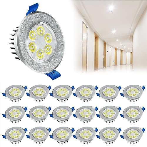 YRHome LED Einbaustrahler Schwenkbar 3W 230V Flach Bad Einbauleuchten Deckenspots Badleuchte Mini Einbauspot Deckenstrahler für Küche Bad Wohnzimmer Schlafzimmer Flur (20er 3W, Kaltweiß)