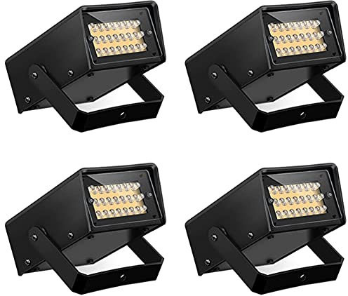 Daconovo 4 Luces Estroboscópicas LED para Fiestas, Control de Velocidad de Flash Ajustable, Negro con destellos de colores
