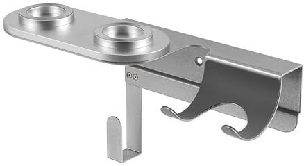 PureMounts® Haartrochner-Wand-Halterung kompatibel für Dyson® Supersonic, Magnetbefestigung, Kabelmanagement, bis zu 5kg Tragkraft, Silikonpolster, grau-metallic