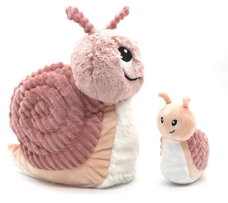 Les DÉGLINGOS - PTITPOTOS - Speedou l’Escargot Maman bébé – Peluche Toute Douce – Idéal Cadeau Naissance - Rose – 22 cm