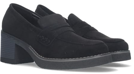 79778 Mocasines Lisos de Tacon Medio para Mujer. Ideales para Vestir a la Moda en Otono e Invierno. Negro Talla 38
