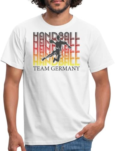 Spreadshirt Team Germany Handballer - Dynamisches Sportdesign Männer T-Shirt, M, Weiß